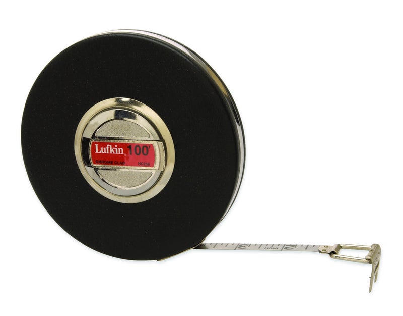 متر قياس شريط كروم كلايد لوفكين 3/8" × 100' - HC256N، أسود